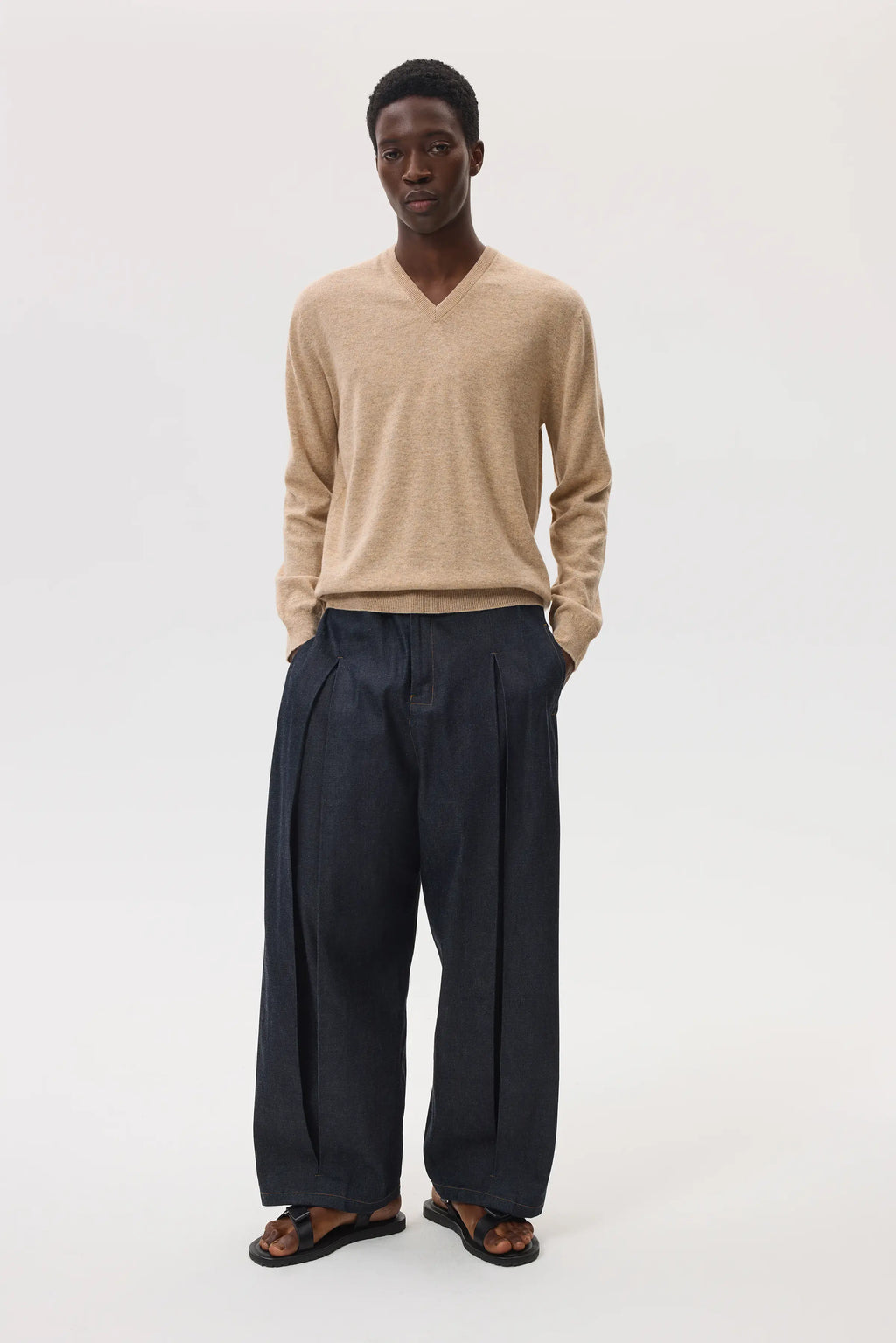 Natural Cashmere V Neck Jumper