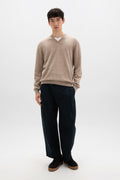 Classic Light Brown Cashmere V Neck Jumper