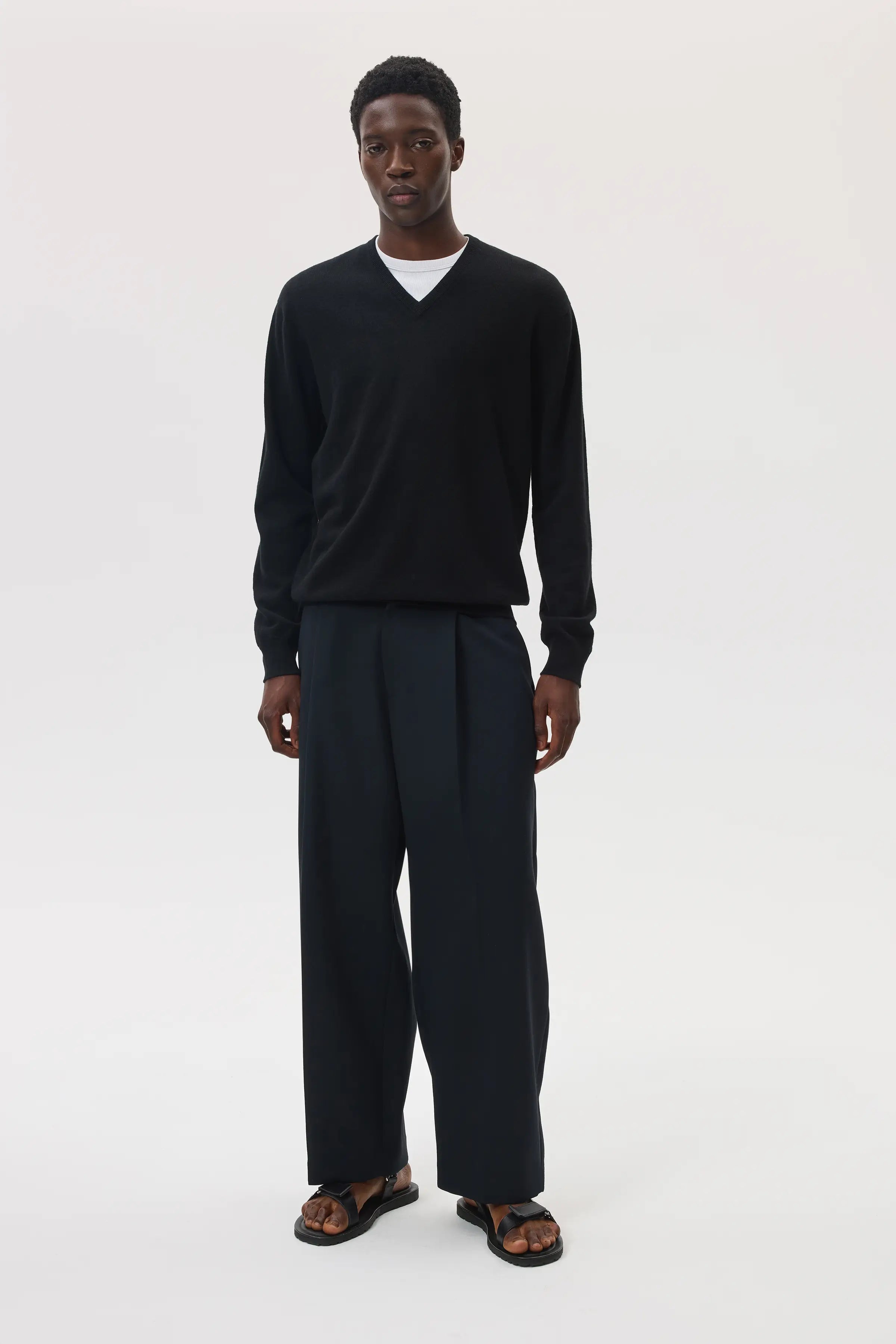 Classic Black Cashmere V Neck Jumper