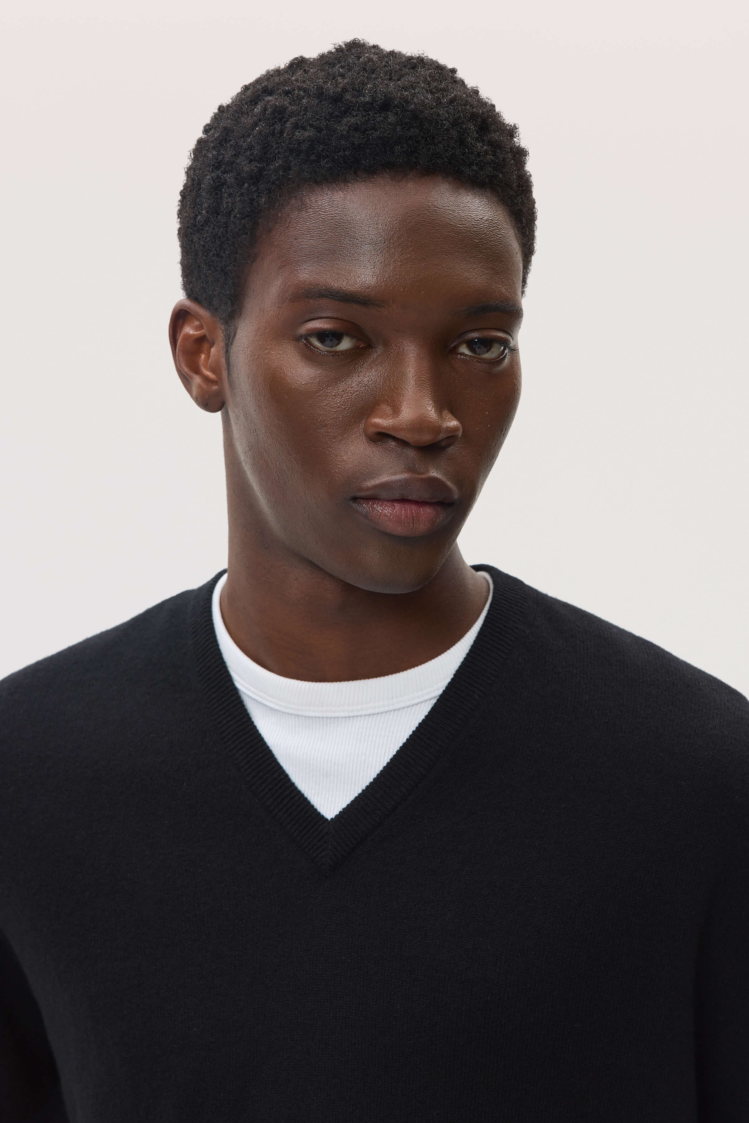 Classic Black Cashmere V Neck Jumper