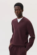 Deep Red Cashmere V Neck Jumper