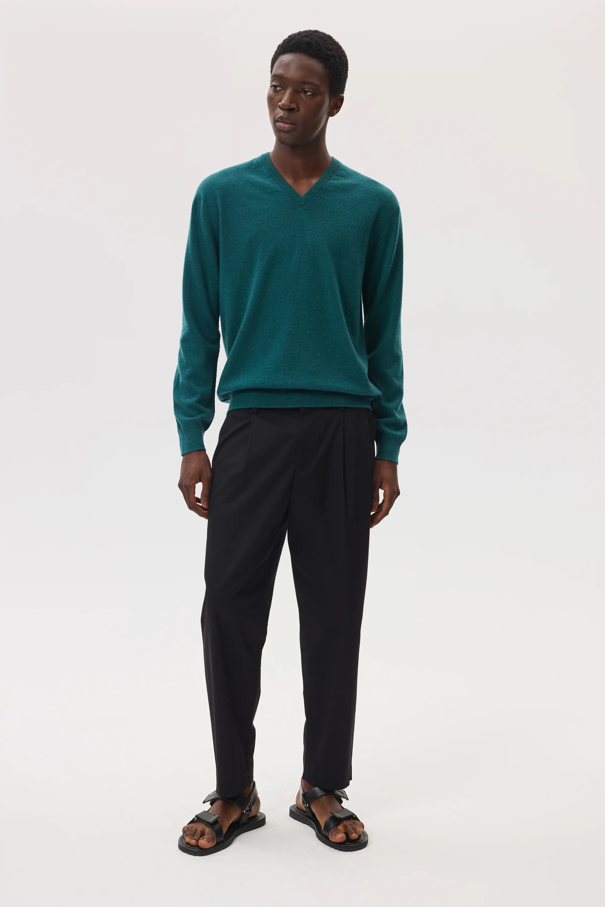 Classic Cashmere Green V Neck Jumper