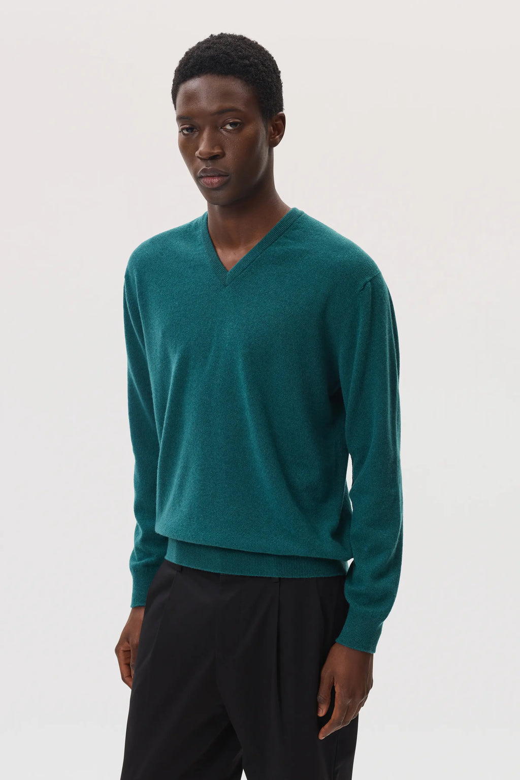 Classic Cashmere Green V Neck Jumper