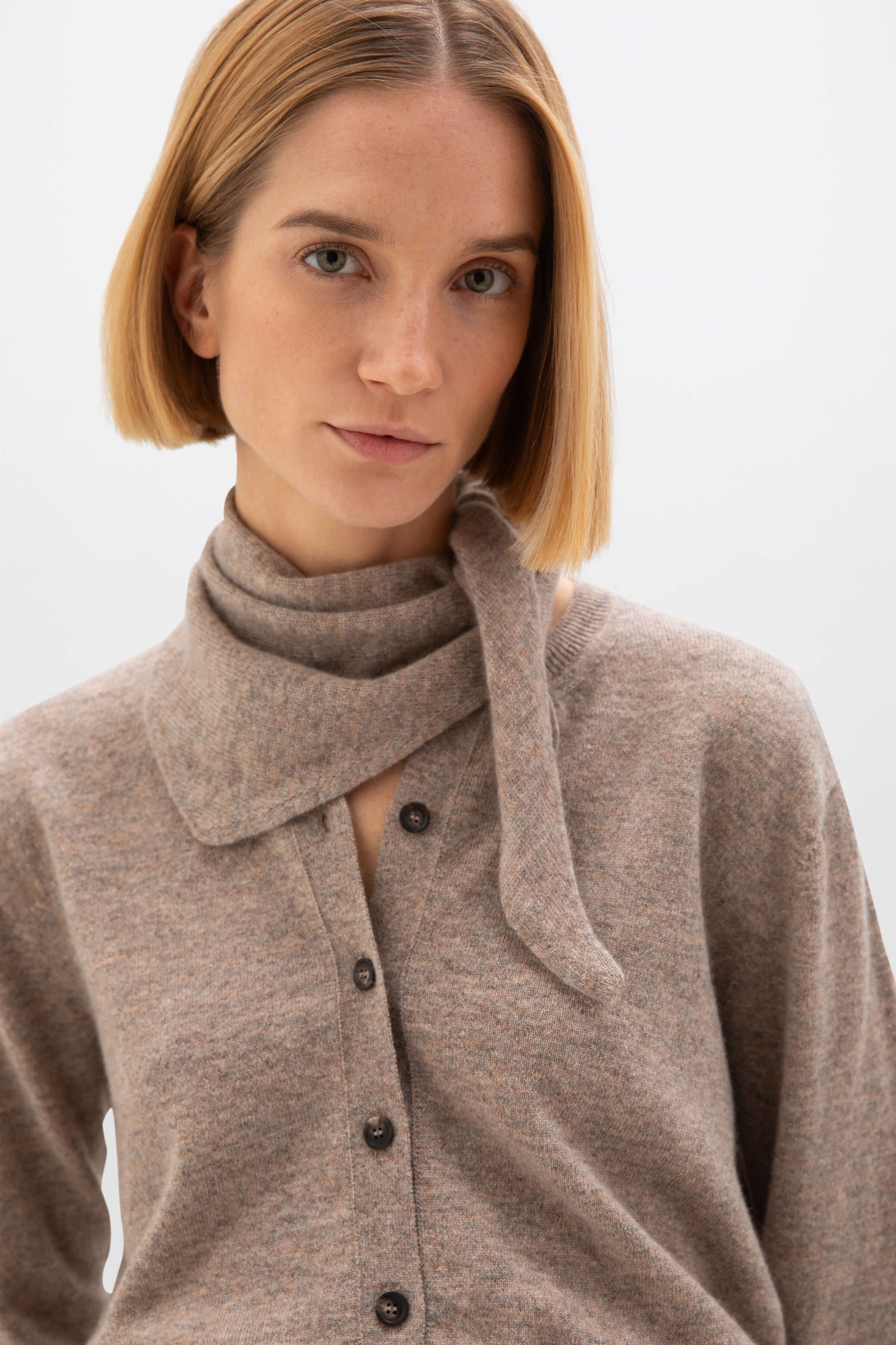 Classic Light Brown Cashmere Cardigan