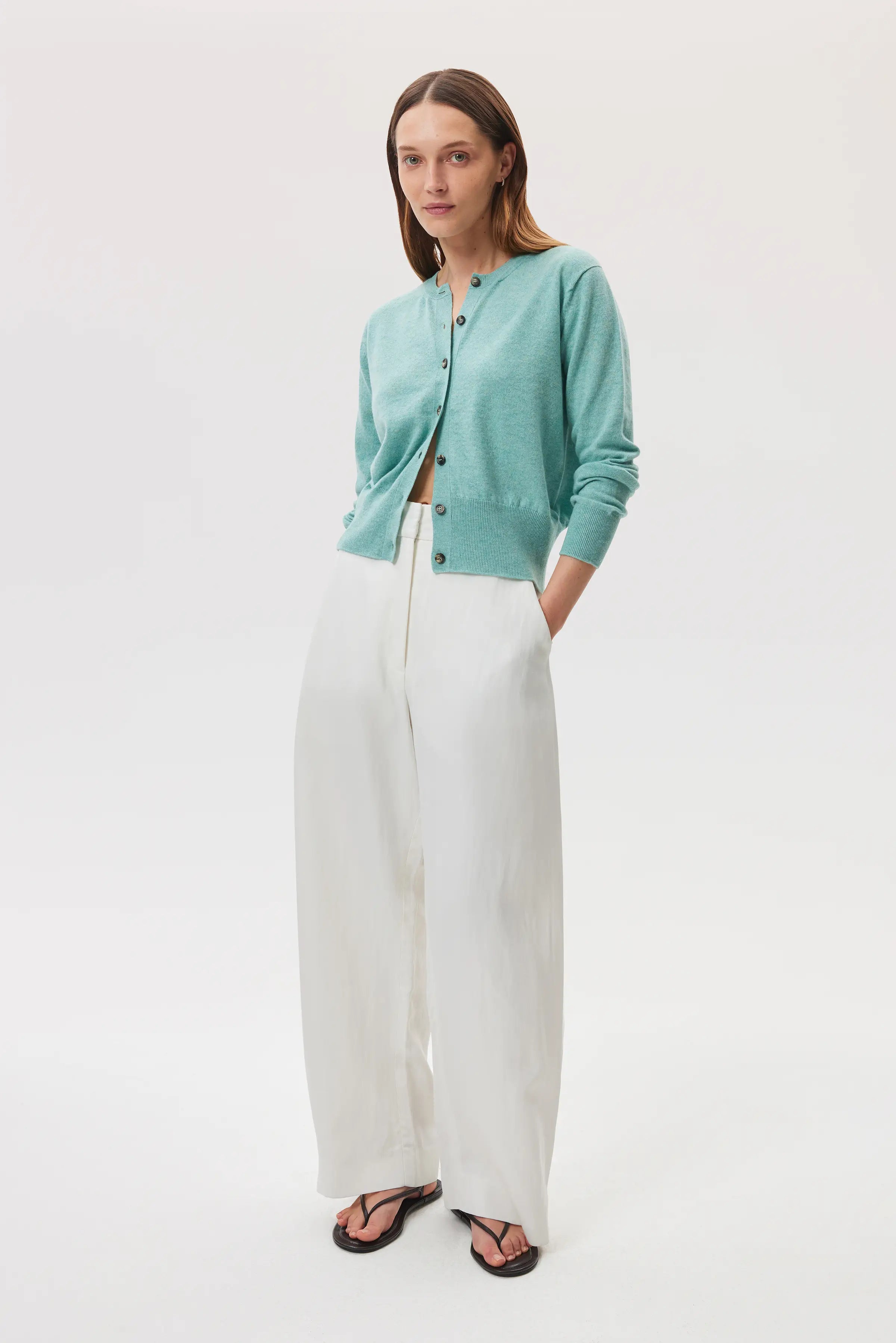 Classic Green Cashmere Cardigan