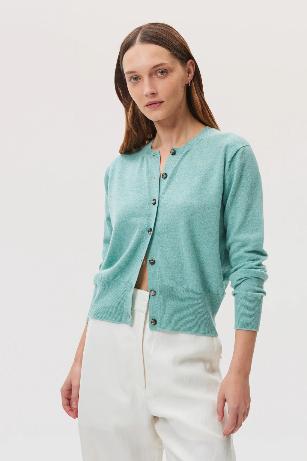 Classic Green Cashmere Cardigan