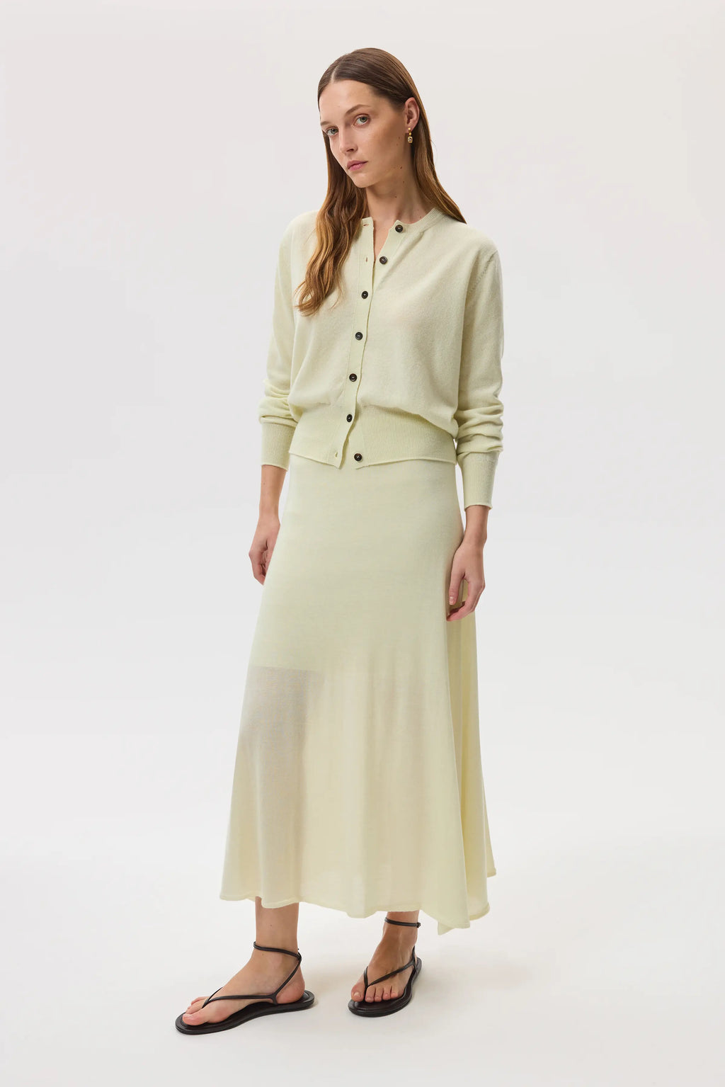 Classic Light Yellow Cashmere Cardigan