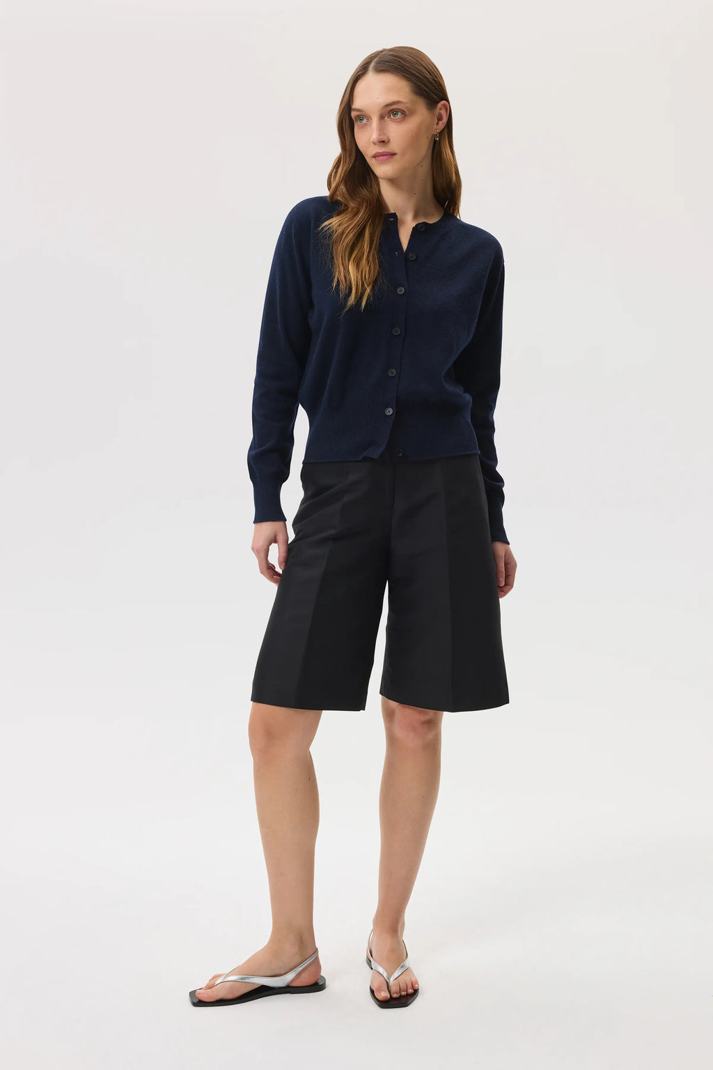 Classic Dark Navy Cashmere Cardigan