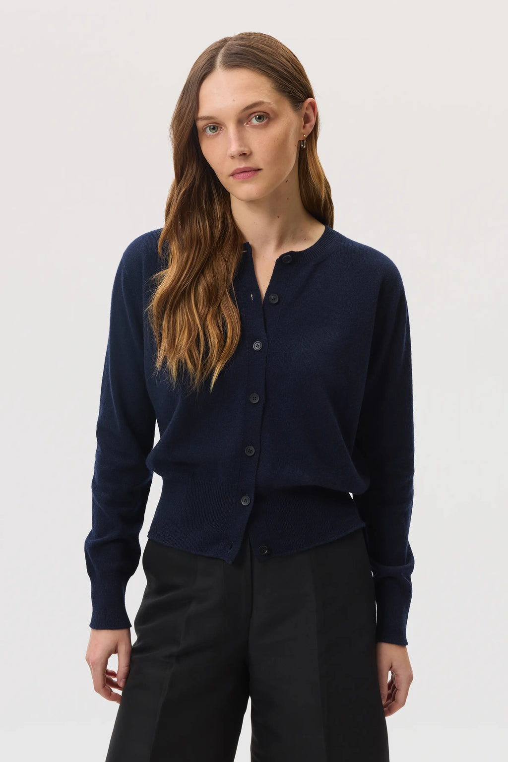 Classic Dark Navy Cashmere Cardigan
