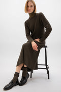 Ribbed Green Cashmere Dress