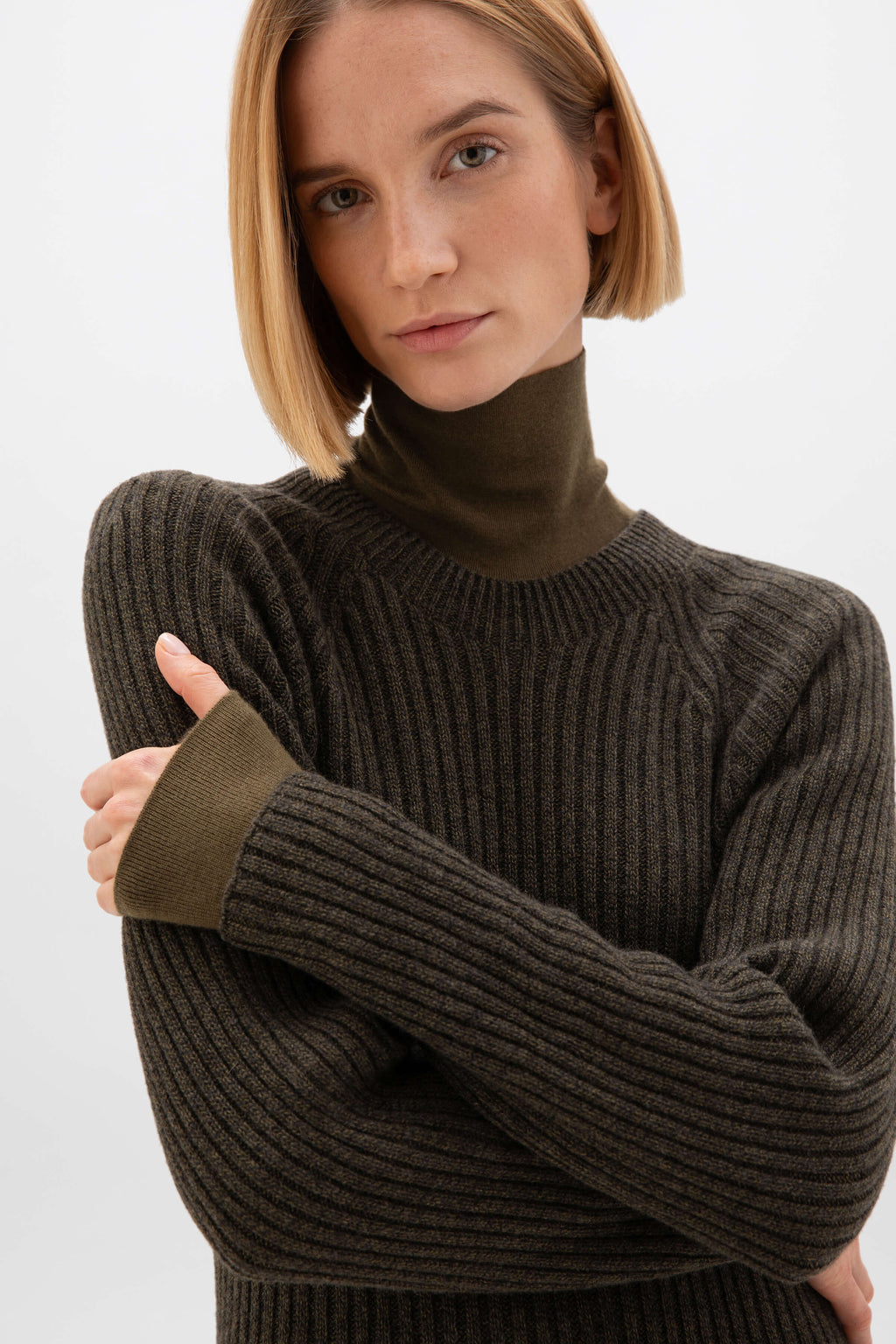 Ribbed Green Cashmere Dress