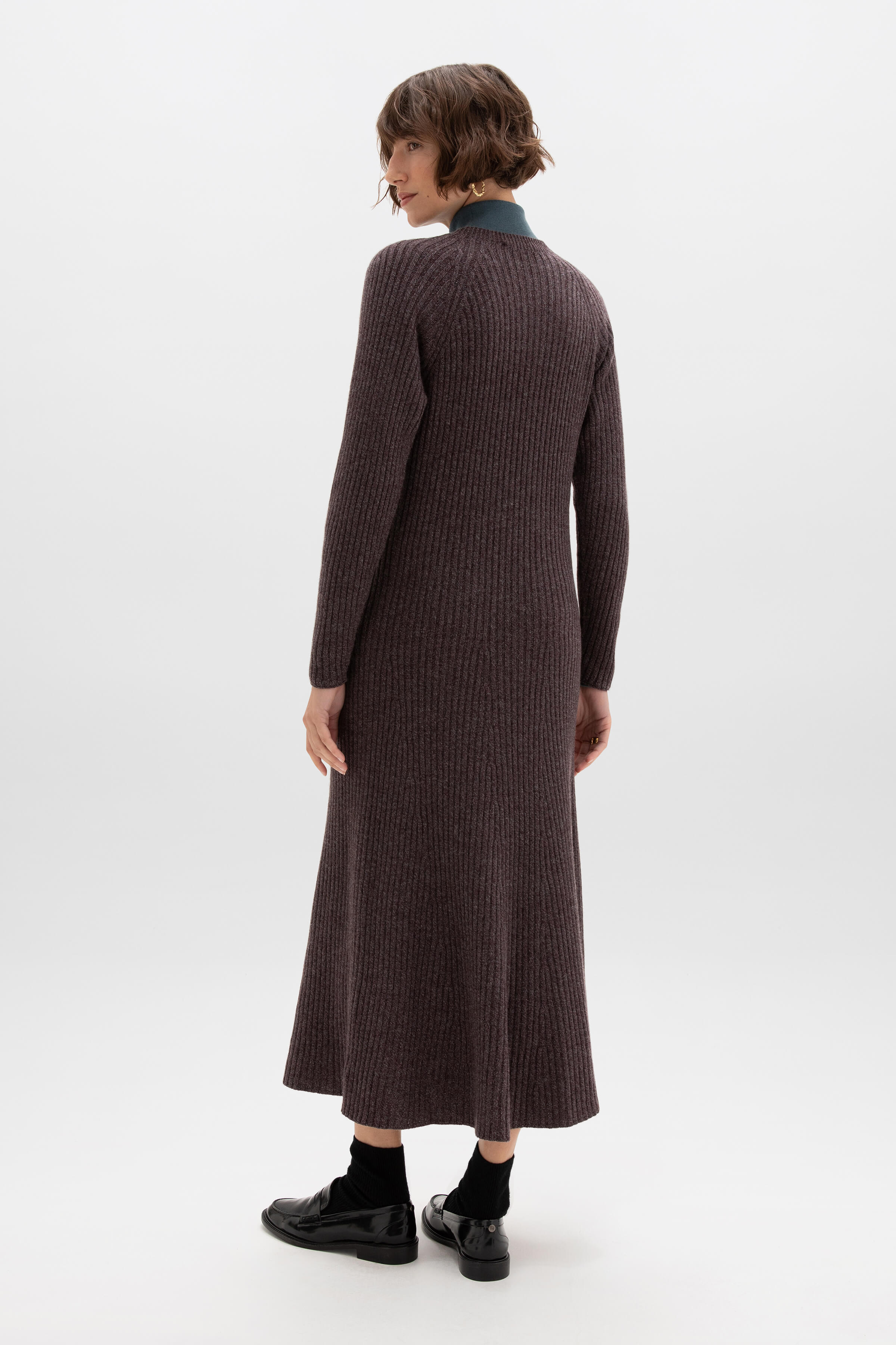Ribbed Purple Cashmere Dress