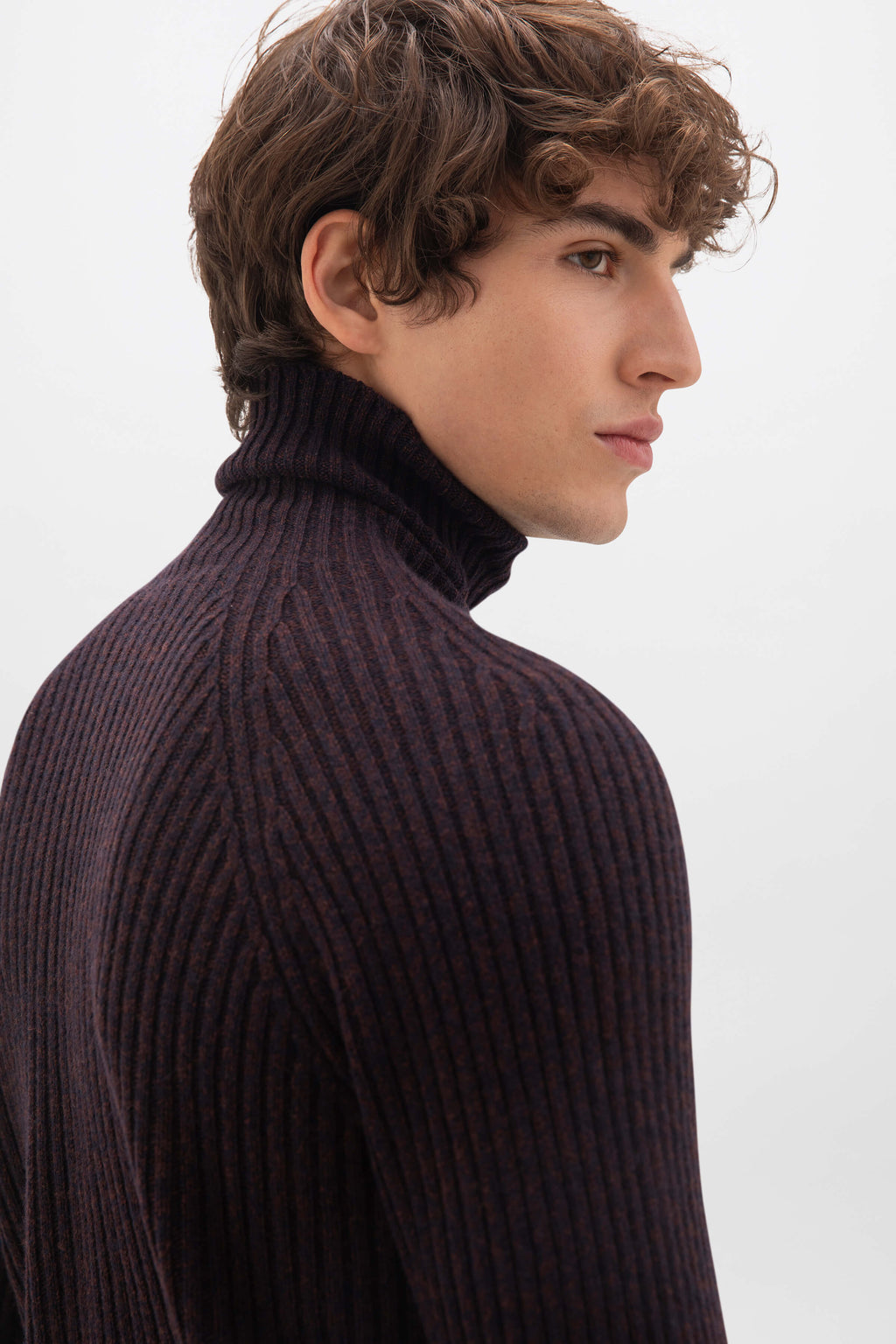 Cashmere Marl Roll Neck Dark Brown Jumper