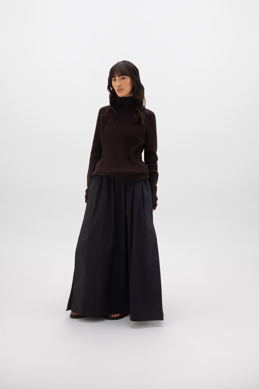 Cashmere Marl Roll Neck Dark Brown Jumper