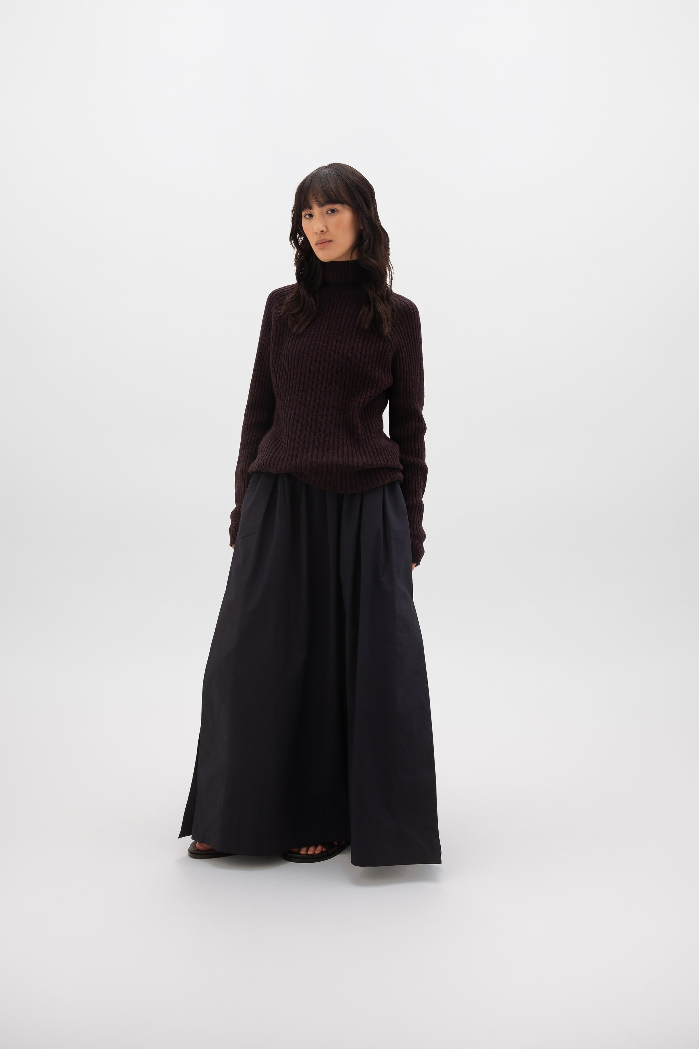Cashmere Marl Roll Neck Dark Brown Jumper