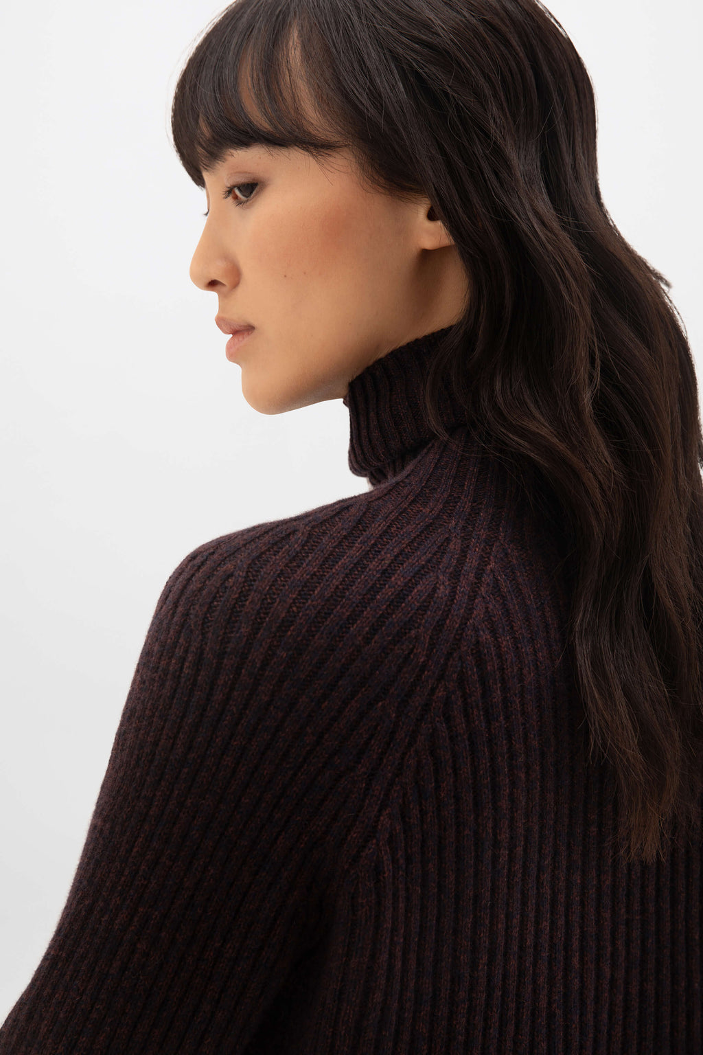 Cashmere Marl Roll Neck Dark Brown Jumper