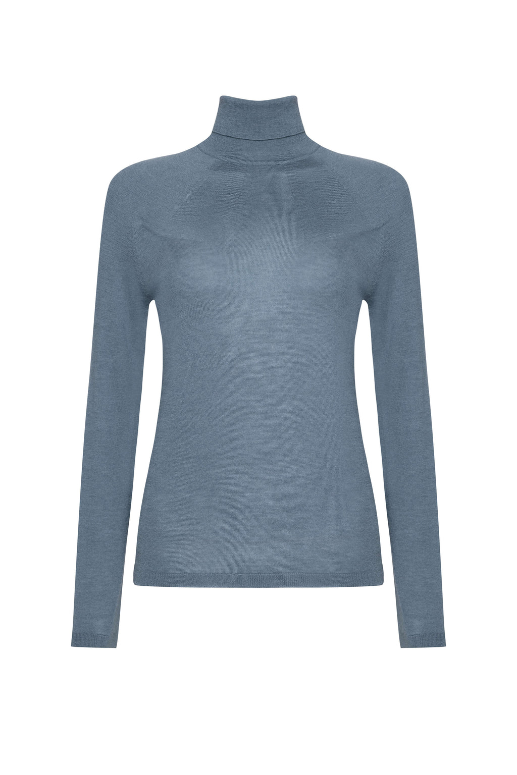Superfine Cashmere Blue Roll Neck Jumper