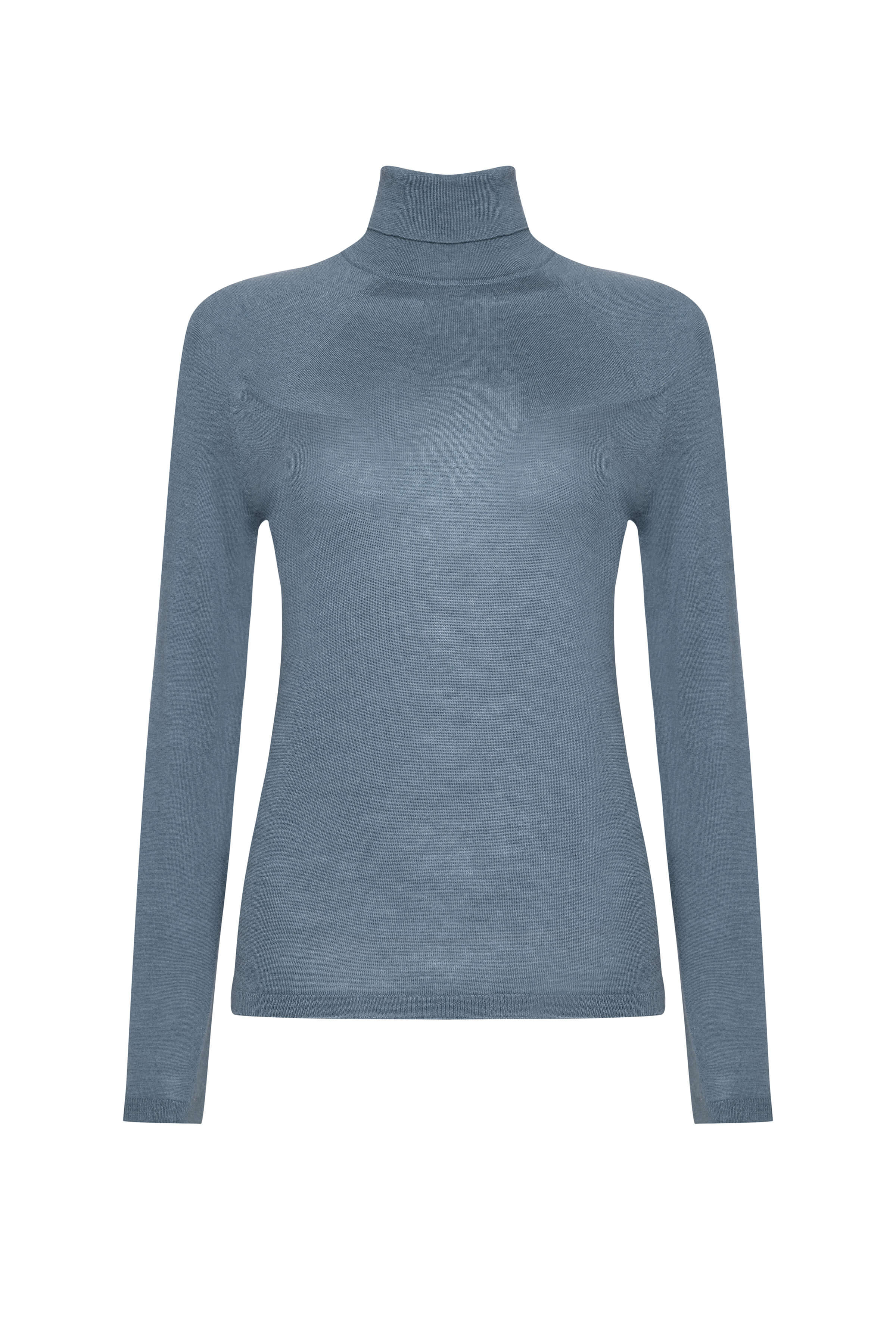 Superfine Cashmere Blue Roll Neck Jumper