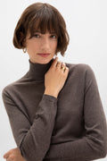 Superfine Cashmere Roll Neck Brown Jumper