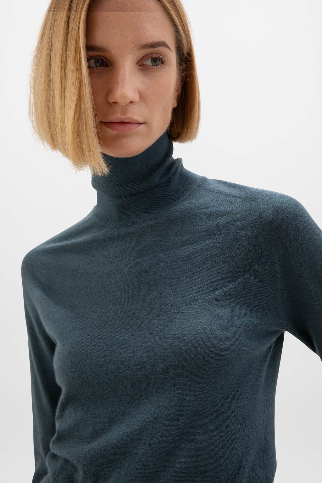 Superfine Cashmere Blue Roll Neck Jumper