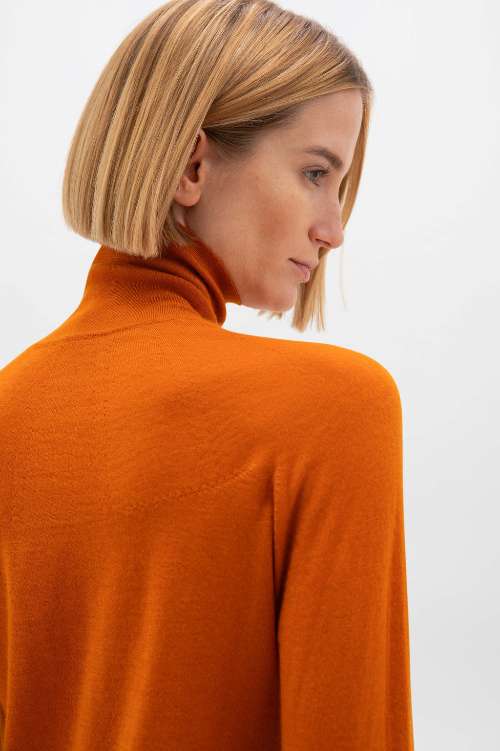 Superfine Cashmere Orange Roll Neck Jumper