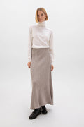 Ribbed Light Brown Cashmere Skirt