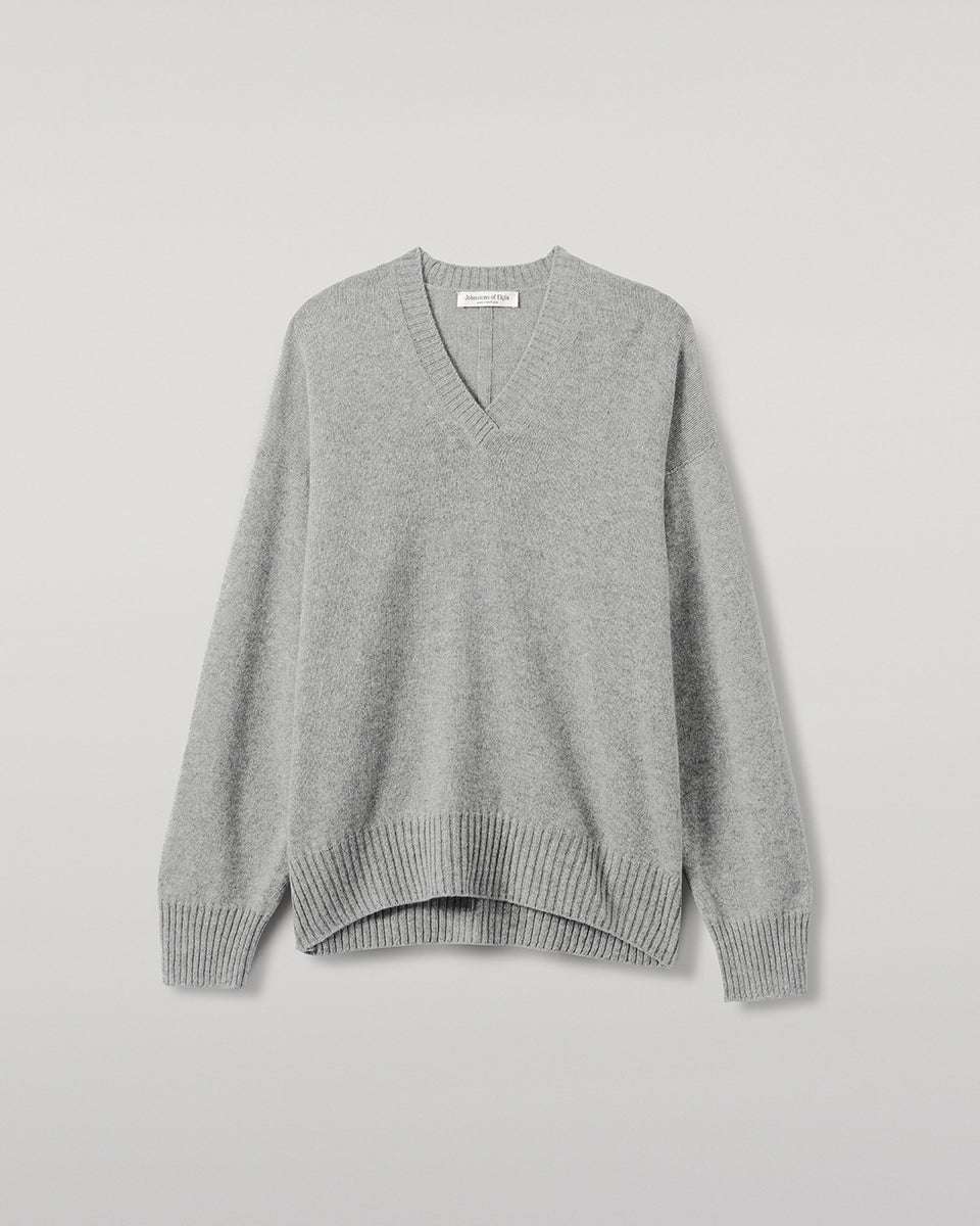 Relaxed Fit Gauzy Light Grey Cashmere Jumper