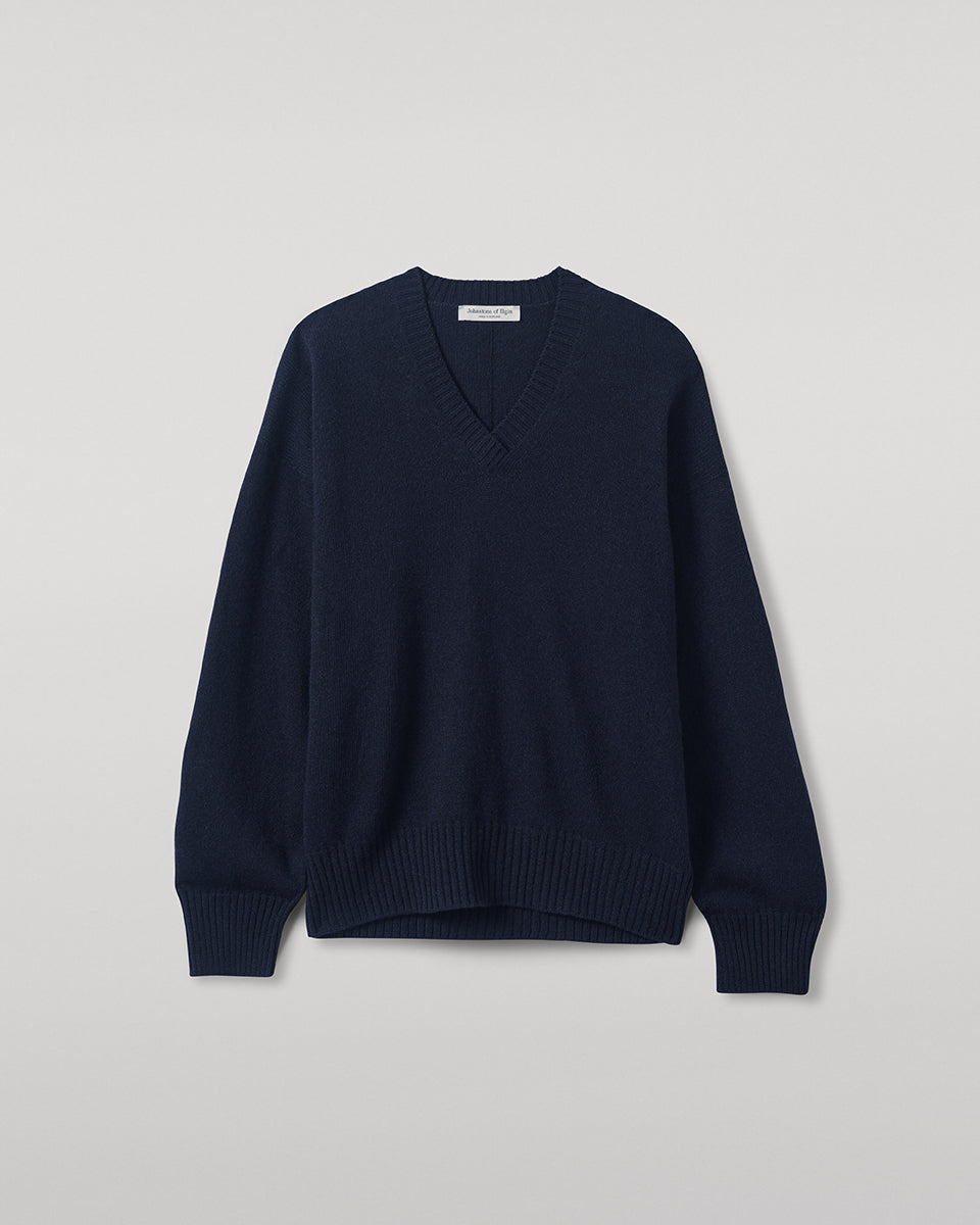 Gauzy Cashmere Dark Navy V Neck Jumper