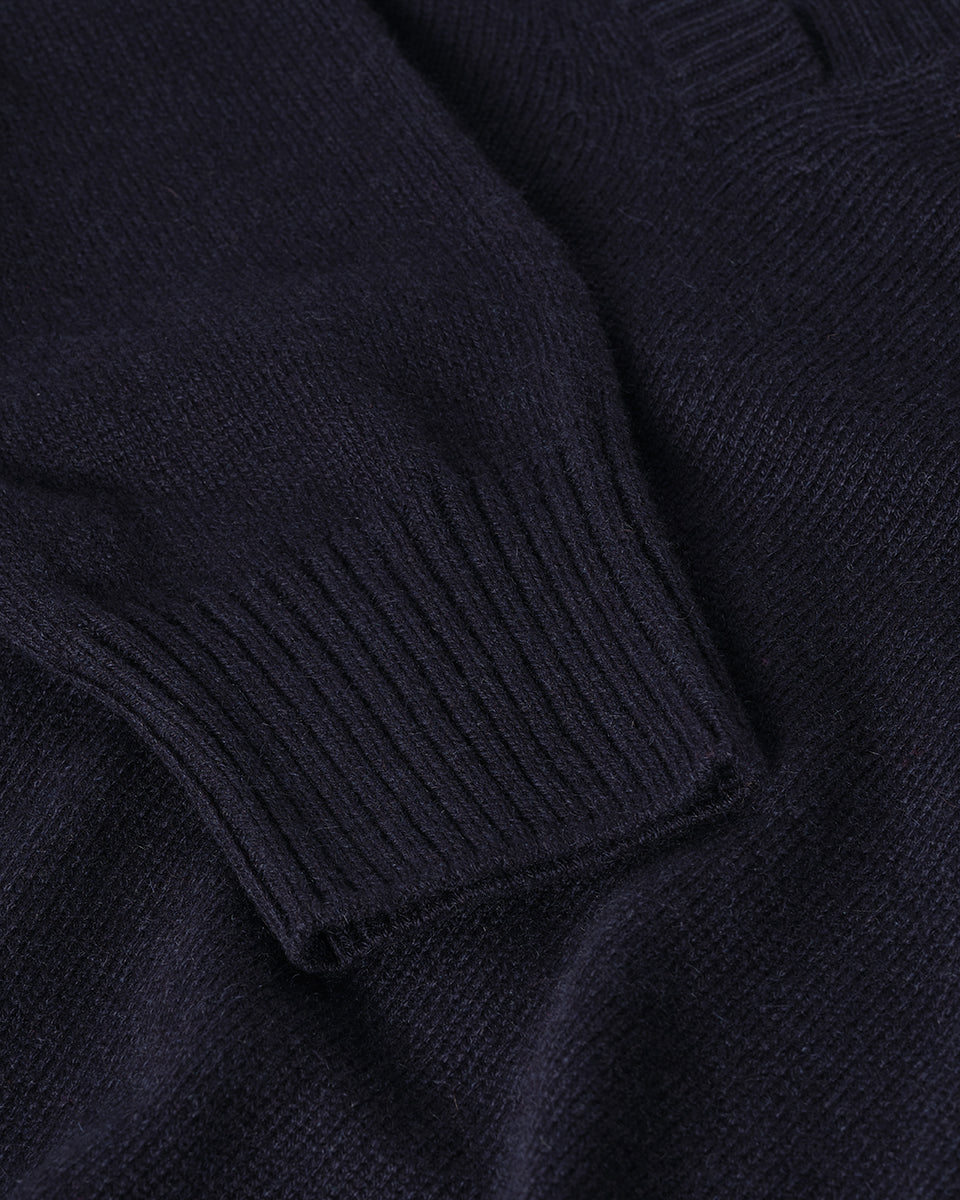 Gauzy Cashmere Dark Navy V Neck Jumper