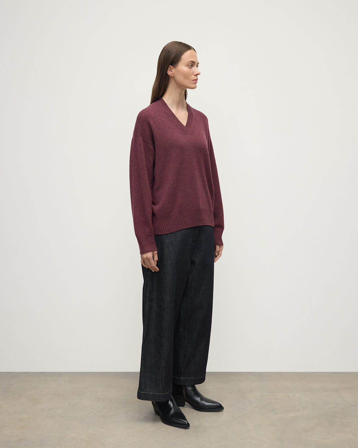 Gauzy Cashmere Purple V Neck Jumper