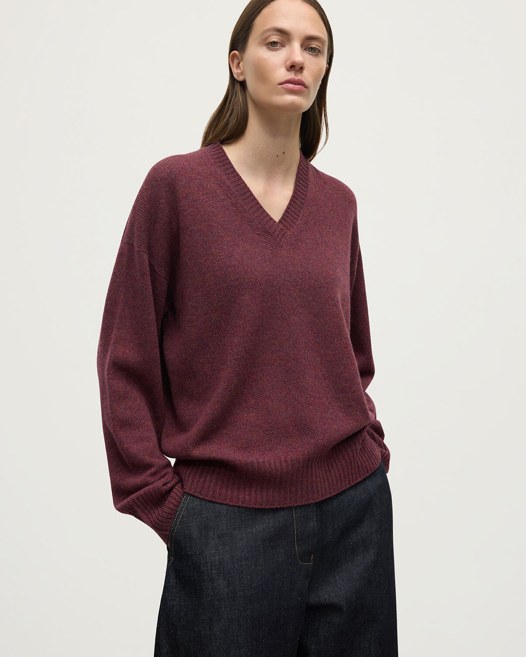 Gauzy Cashmere Purple V Neck Jumper