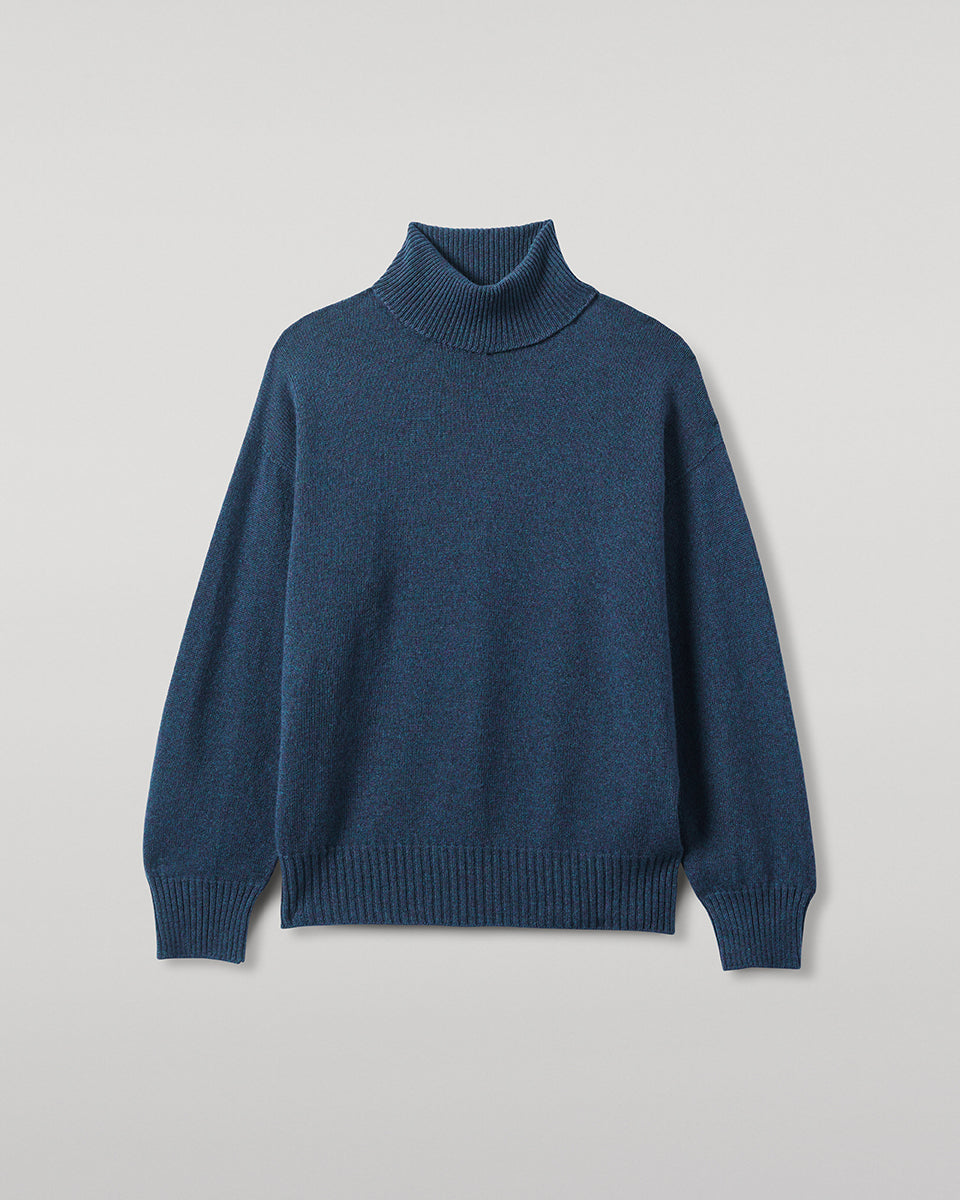 Gauzy Cashmere Navy Roll Neck Jumper