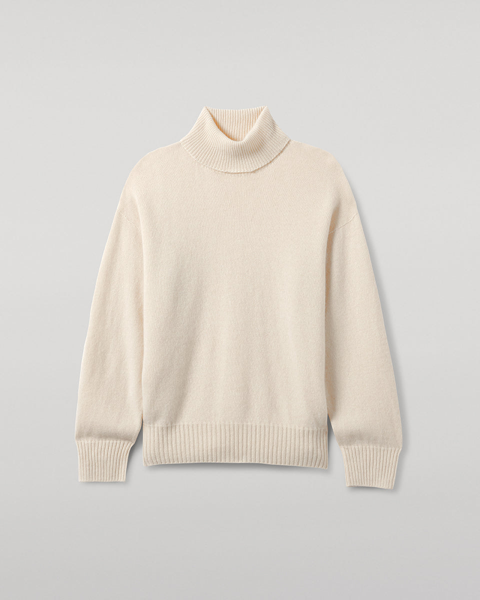 Gauzy Cashmere Cream Roll Neck Jumper