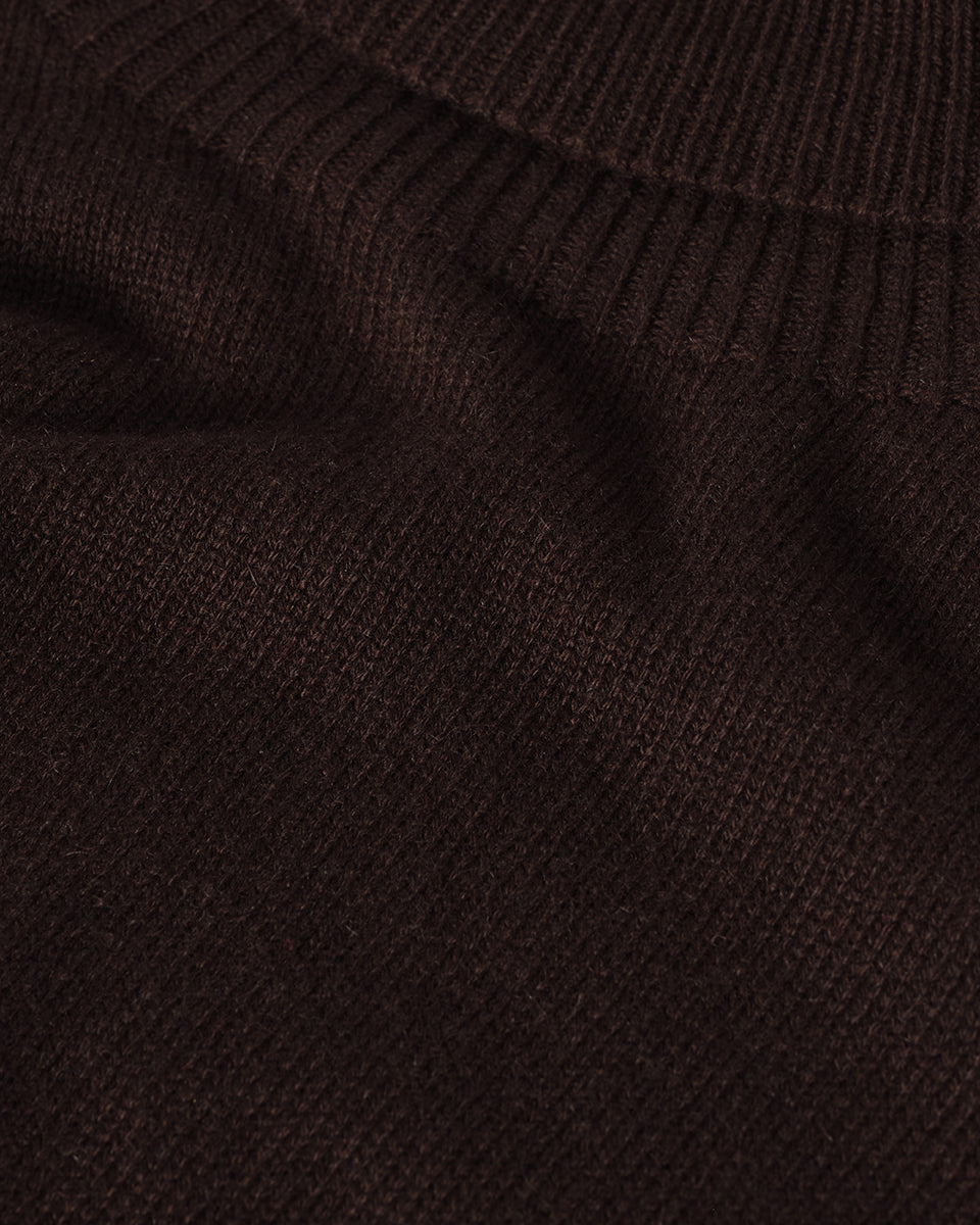 Gauzy Cashmere Dark Brown Roll Neck Jumper