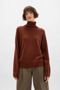 Gauzy Cashmere Roll Neck Red Jumper