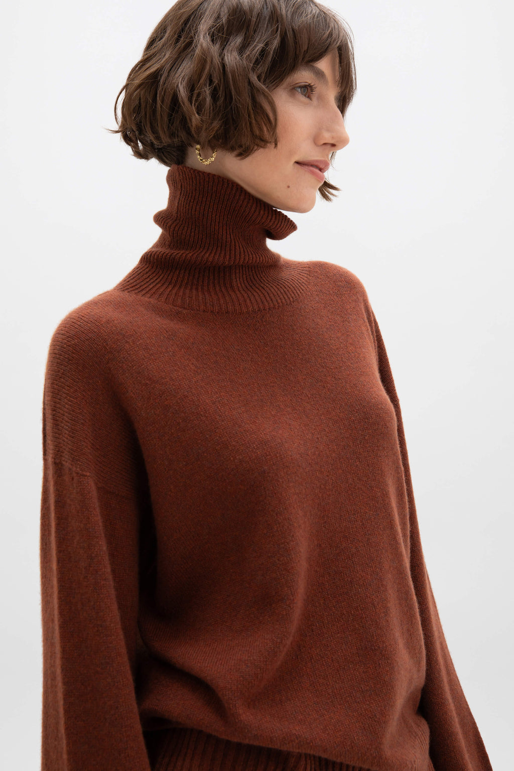 Gauzy Cashmere Roll Neck Red Jumper