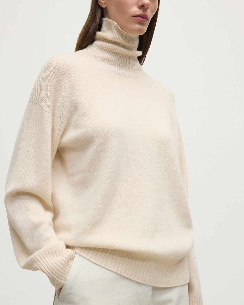 Gauzy Cashmere Cream Roll Neck Jumper