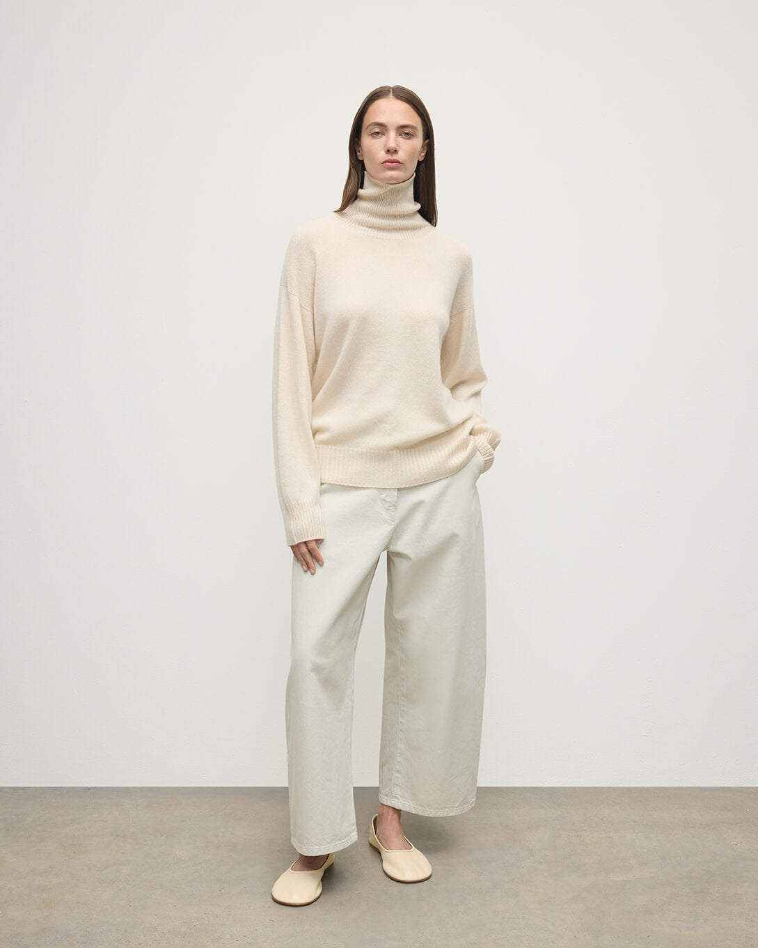 Gauzy Cashmere Cream Roll Neck Jumper