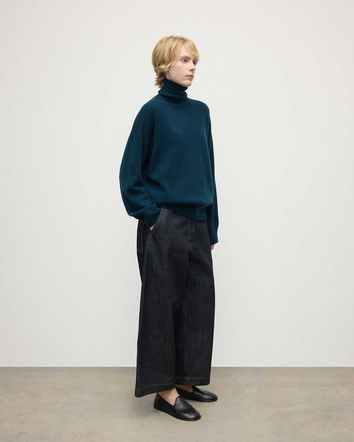 Gauzy Cashmere Dark Green Roll Neck Jumper