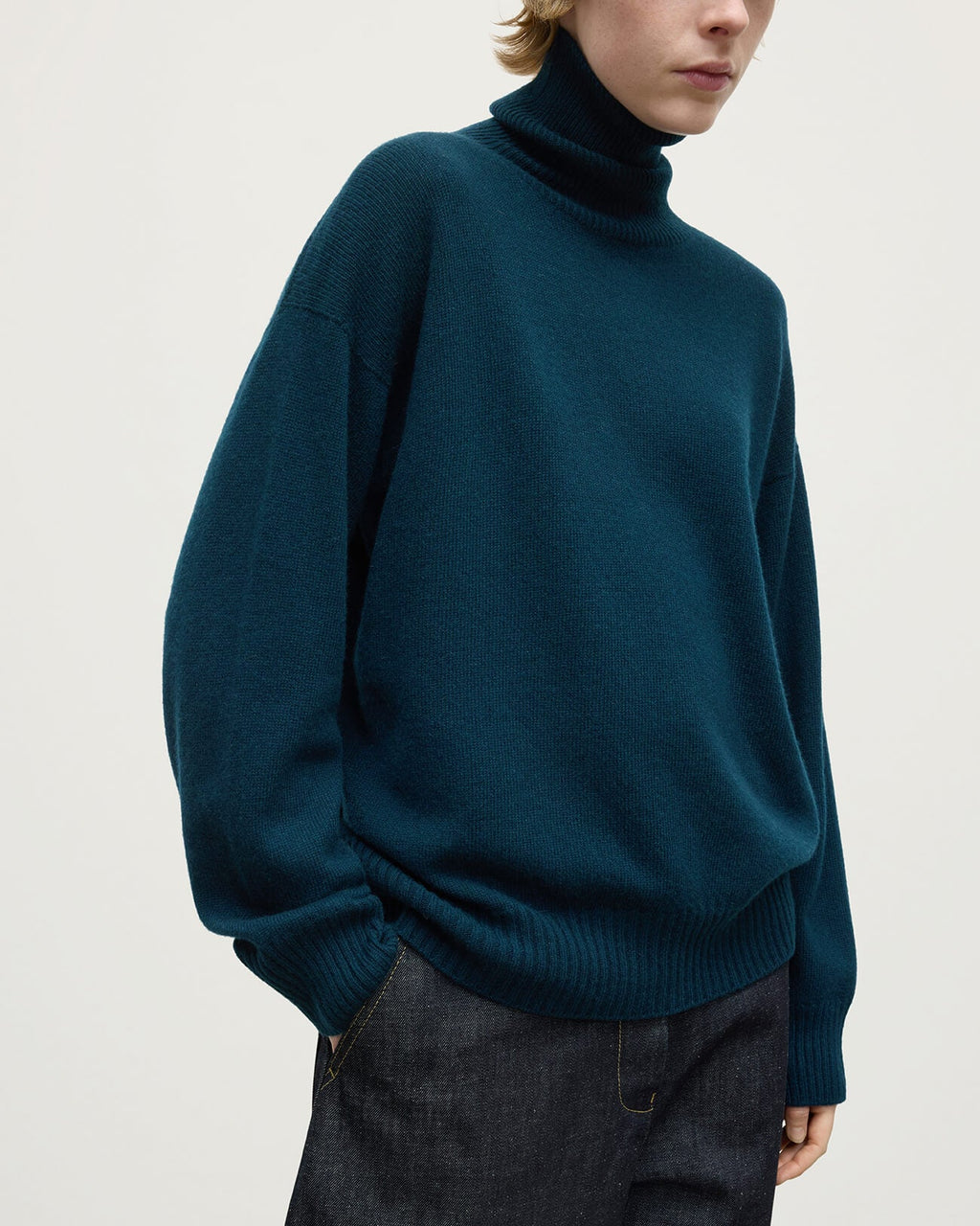 Gauzy Cashmere Dark Green Roll Neck Jumper