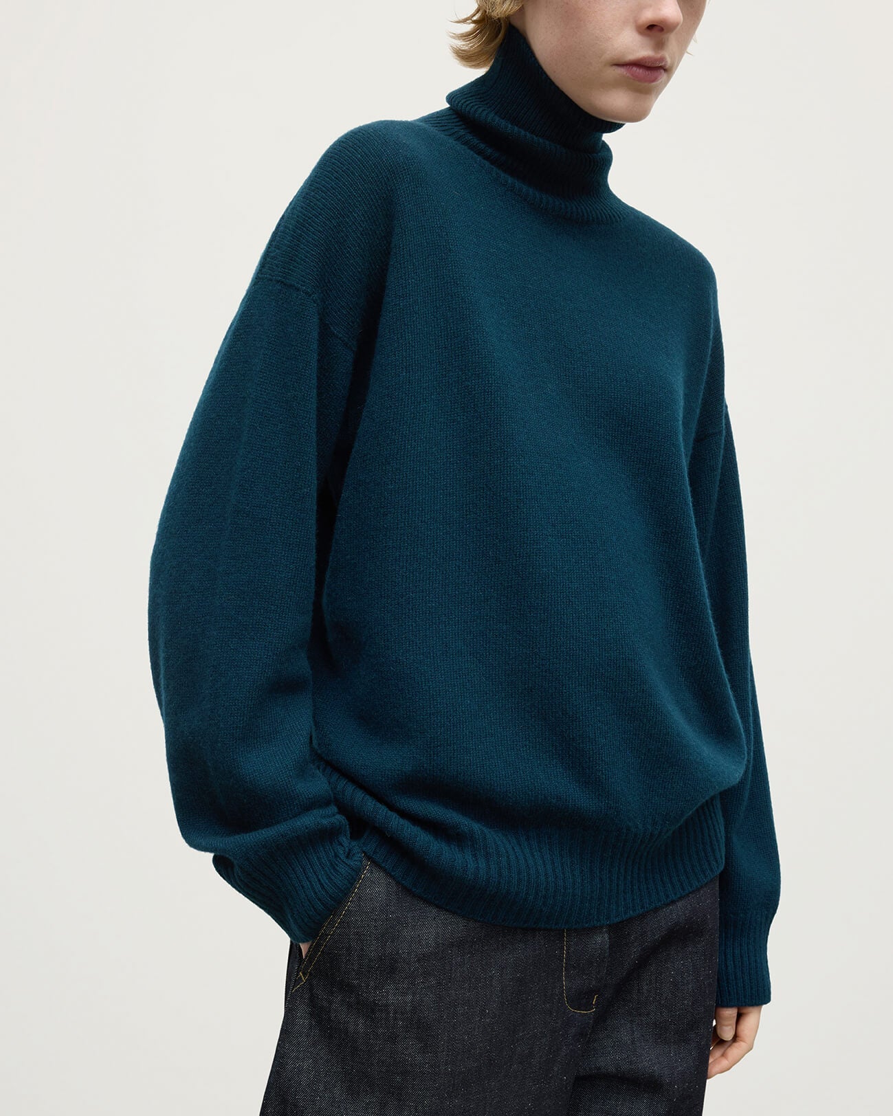 Gauzy Cashmere Dark Green Roll Neck Jumper