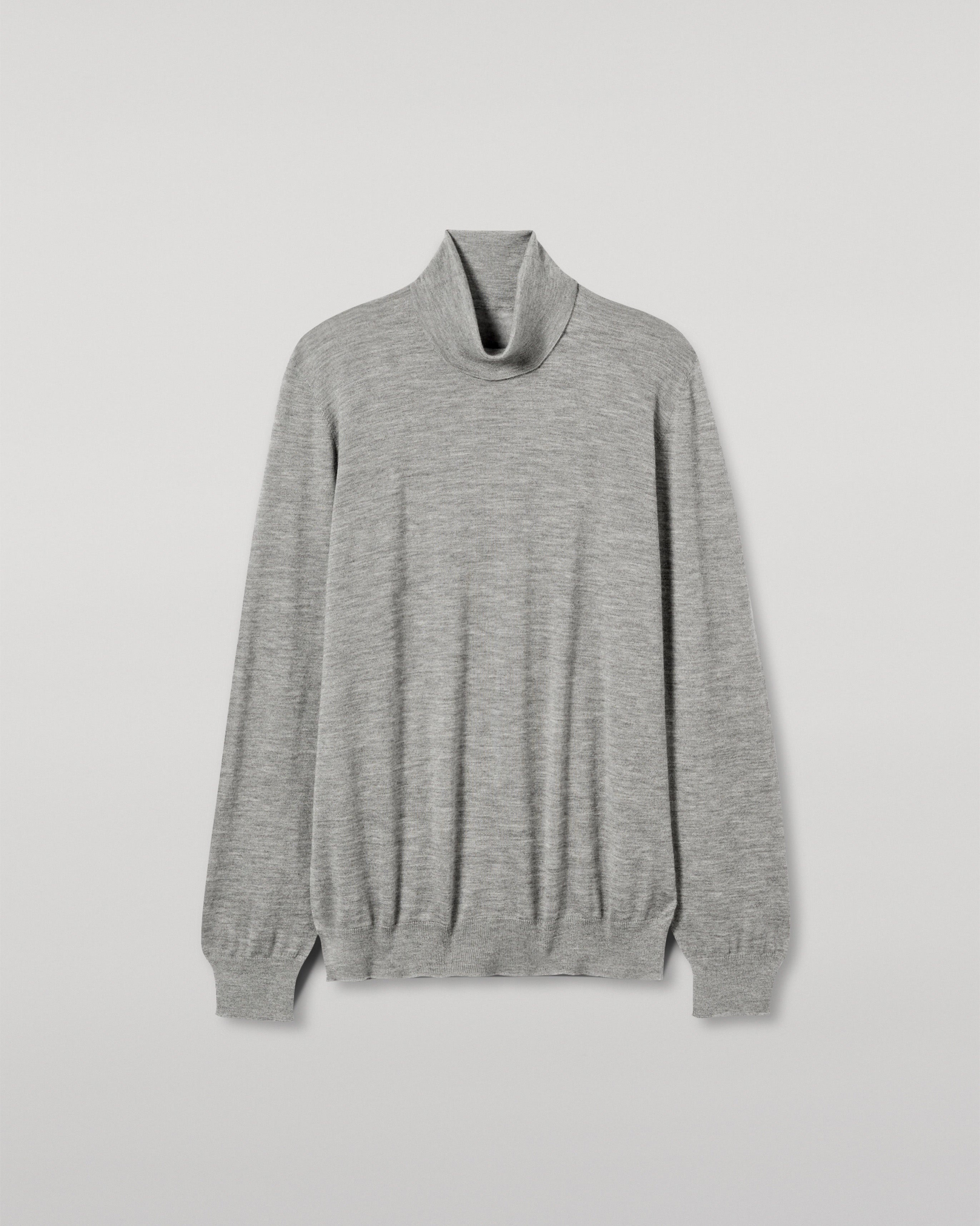 Fin Grey Cashmere Roll Neck Jumper
