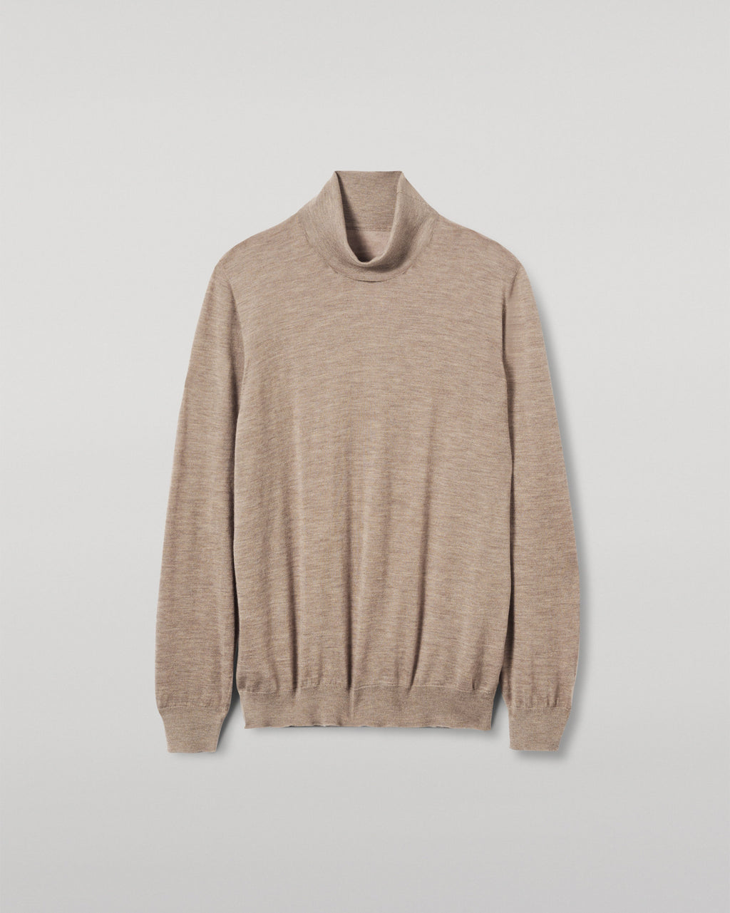 Fin Light Brown Cashmere Roll Neck Jumper