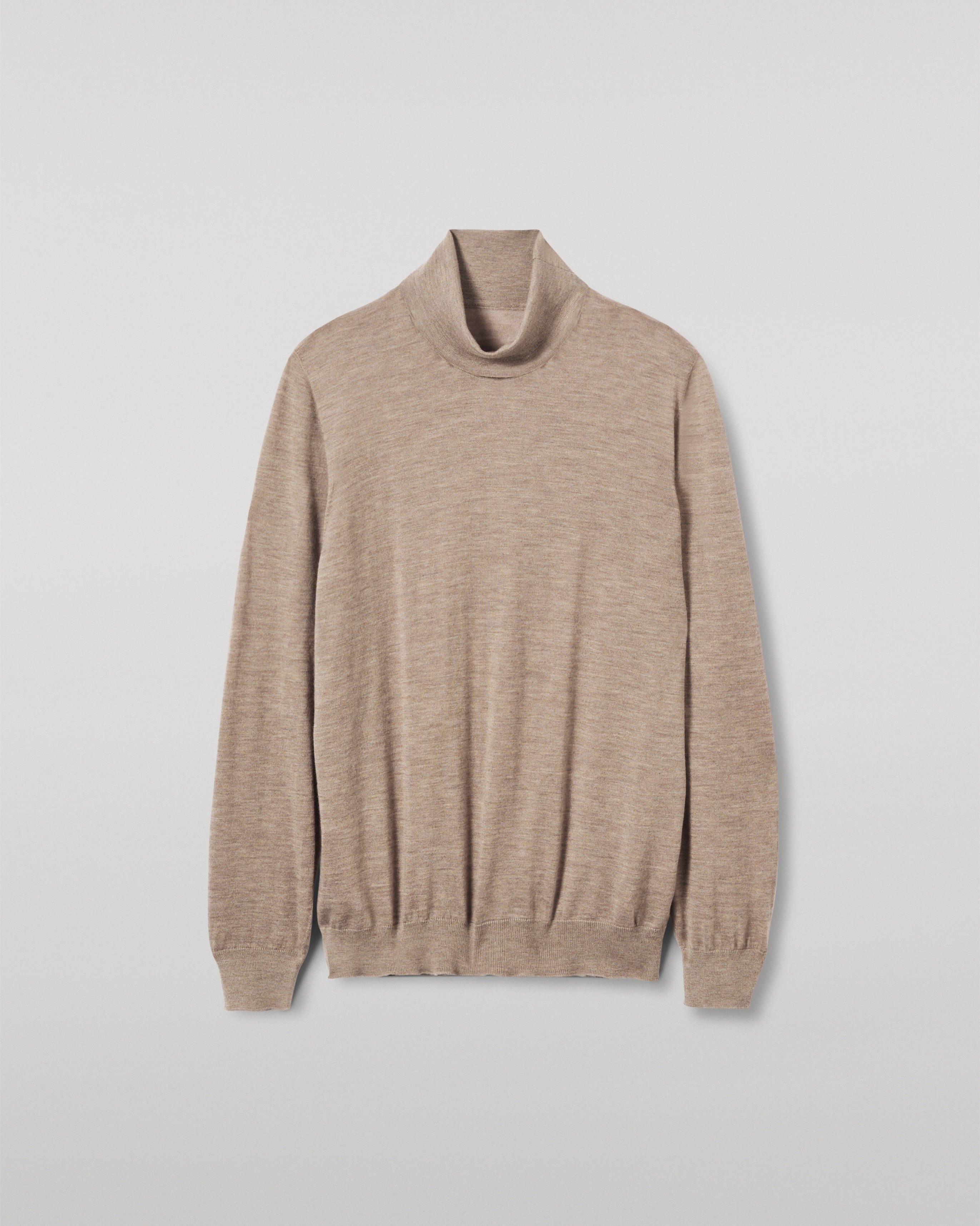 Fin Light Brown Cashmere Roll Neck Jumper