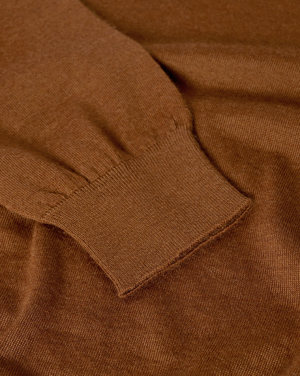 Superfine Cashmere Dark Camel Roll Neck Jumper