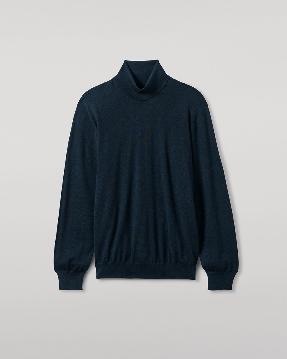Superfine Cashmere Dark Green Roll Neck Jumper