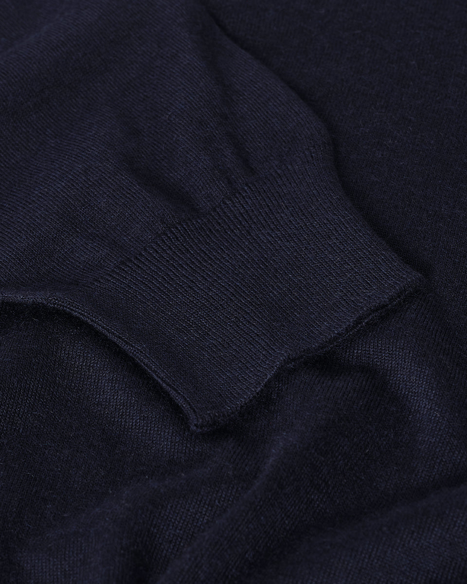 Superfine Cashmere Dark Navy Roll Neck Jumper