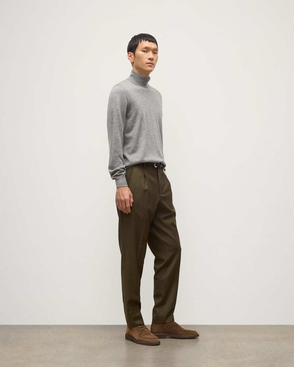 Fin Grey Cashmere Roll Neck Jumper