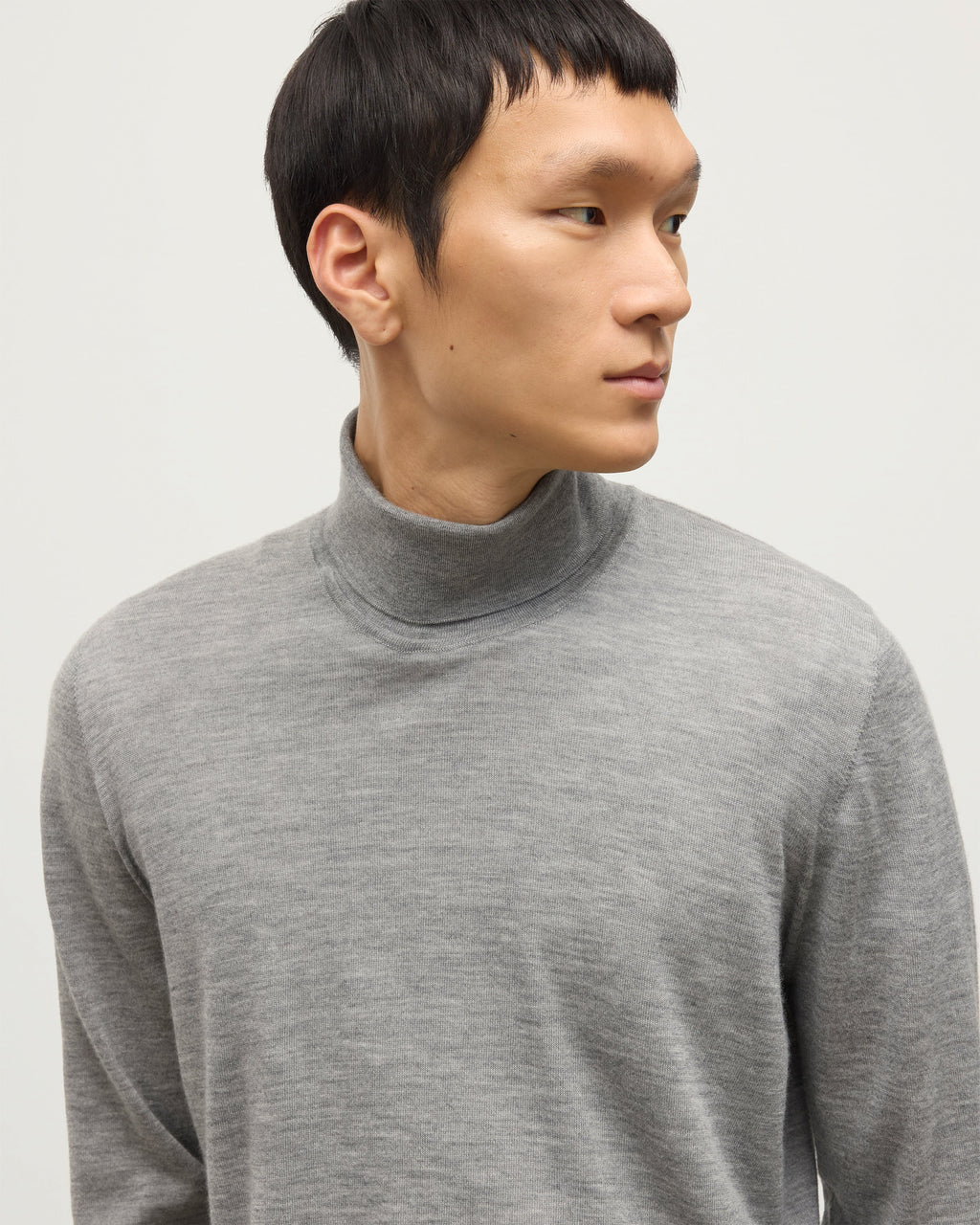Fin Grey Cashmere Roll Neck Jumper