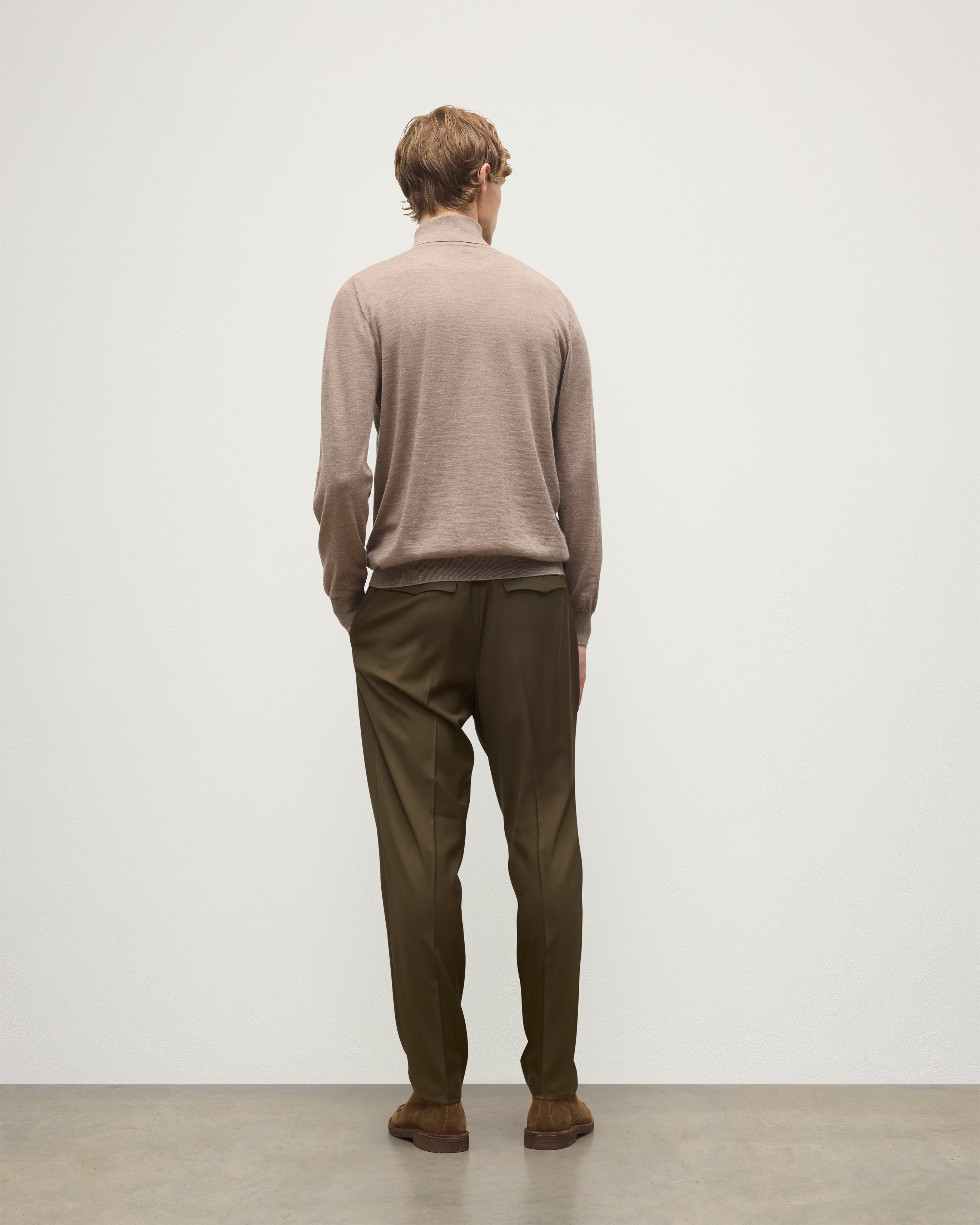 Fin Light Brown Cashmere Roll Neck Jumper